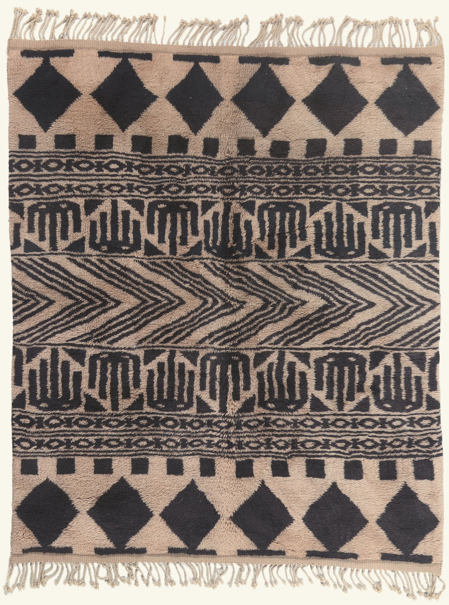 7 x 9 - Tan New Beni Mrirt Moroccan Rug - 22108