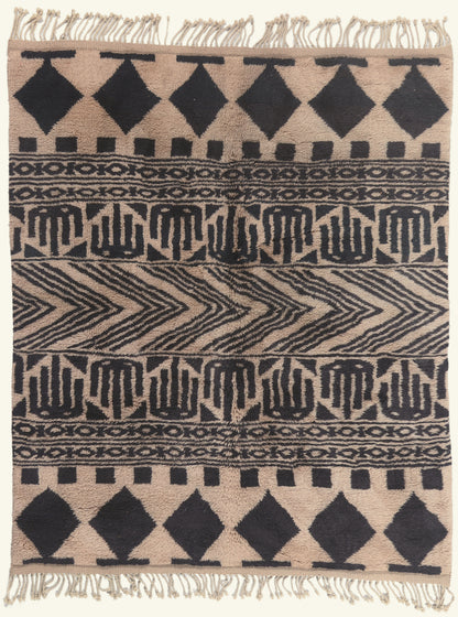 7 x 9 - Tan New Beni Mrirt Moroccan Rug - 22108