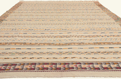 7 x 11 - Ivory New Taznakht Moroccan Kilim Rug - 22114