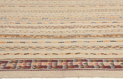 7 x 11 - Ivory New Taznakht Moroccan Kilim Rug - 22114