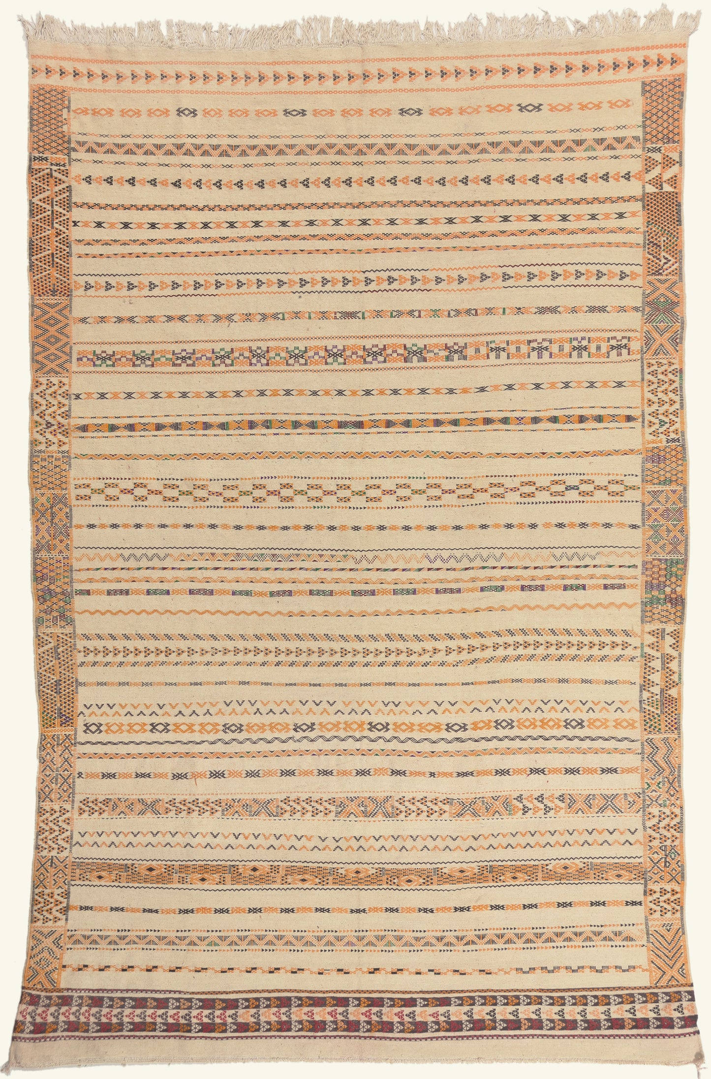 7 x 11 - Ivory New Taznakht Moroccan Kilim Rug - 22114
