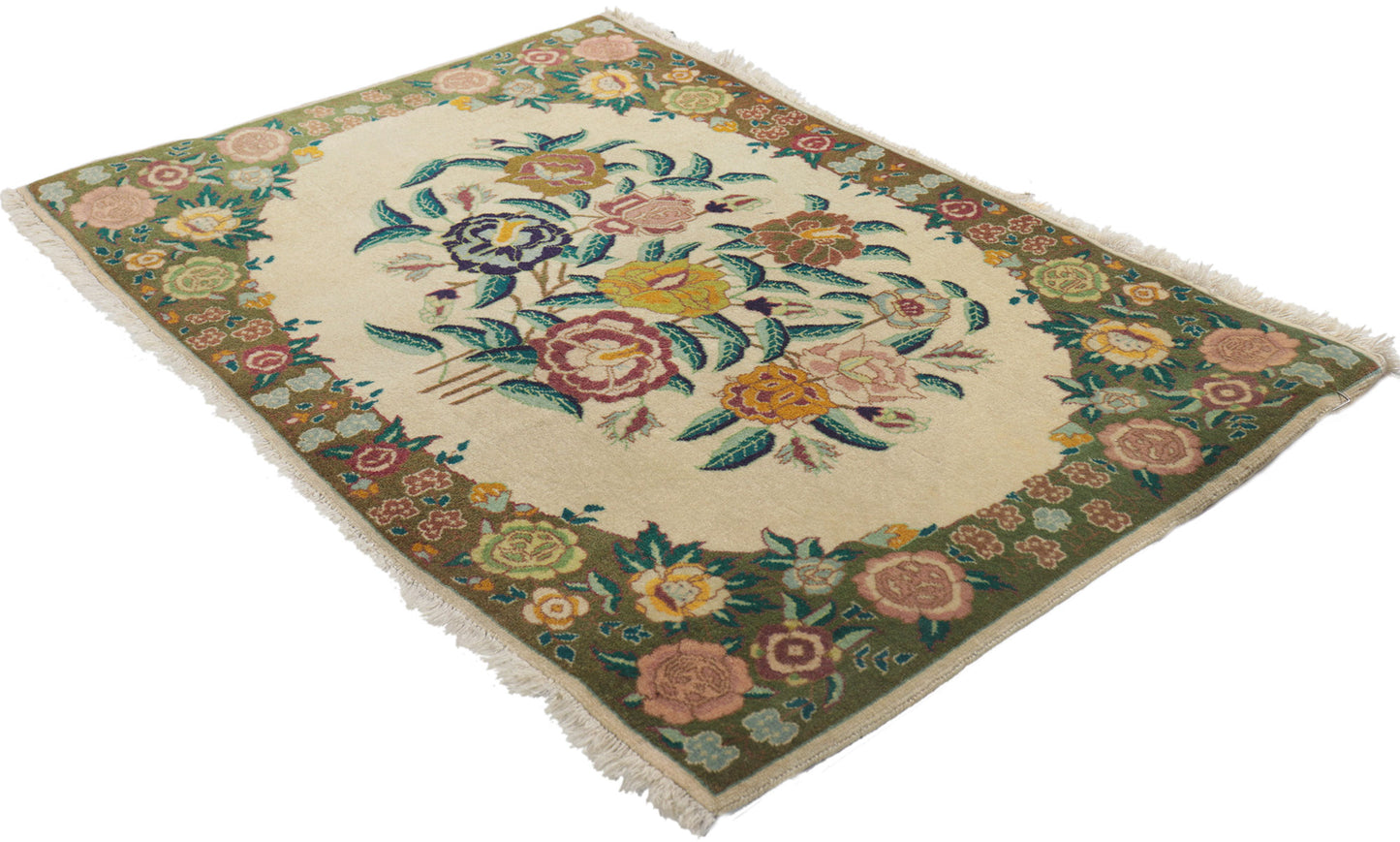 2 x 3 - Beige Vintage Persian Tabriz Rug - 75655