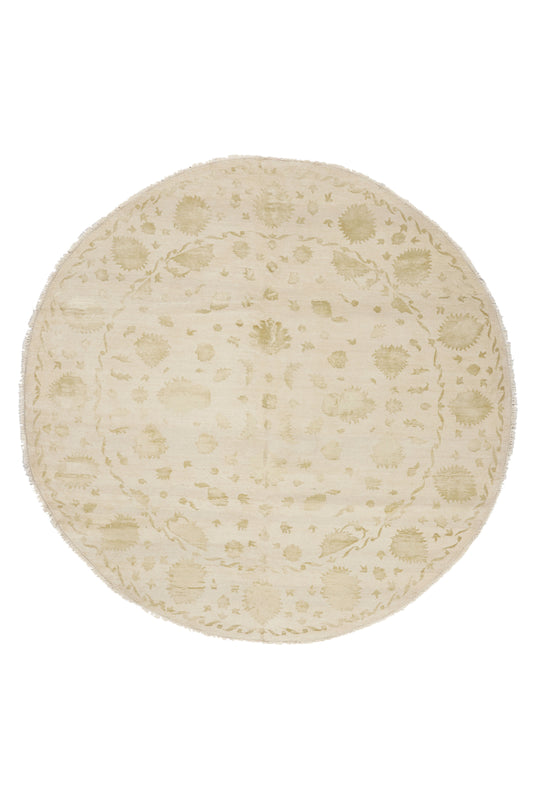 8 x 8 - Beige New Round Indian Rug - 30286