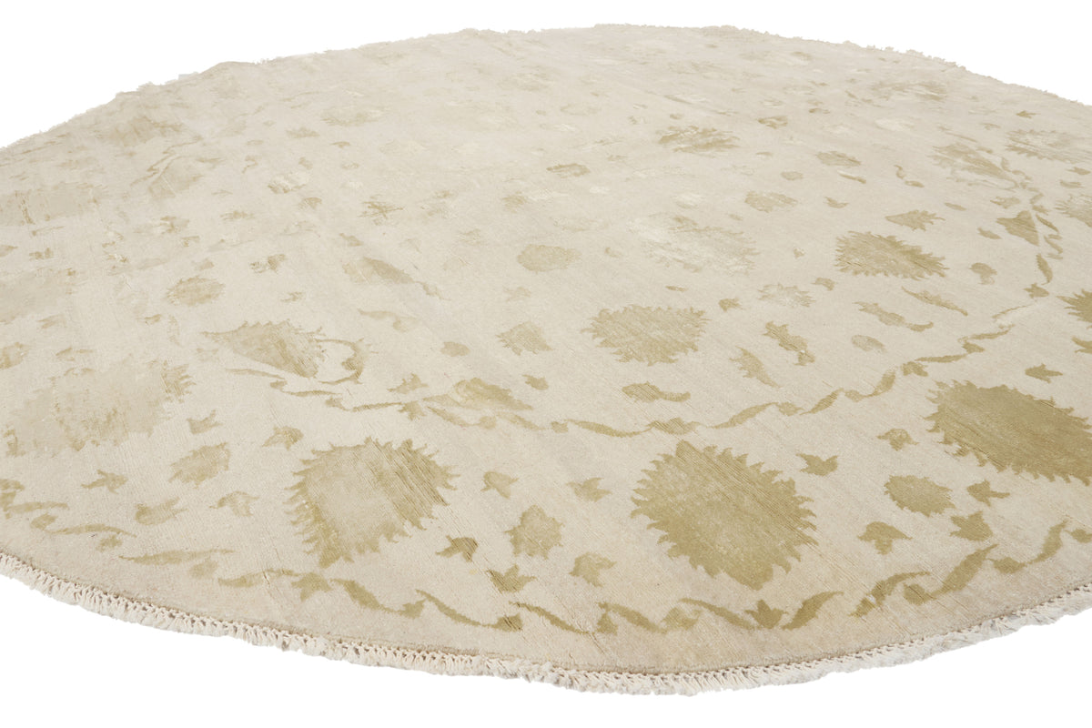 8 x 8 - Beige New Round Indian Rug - 30286