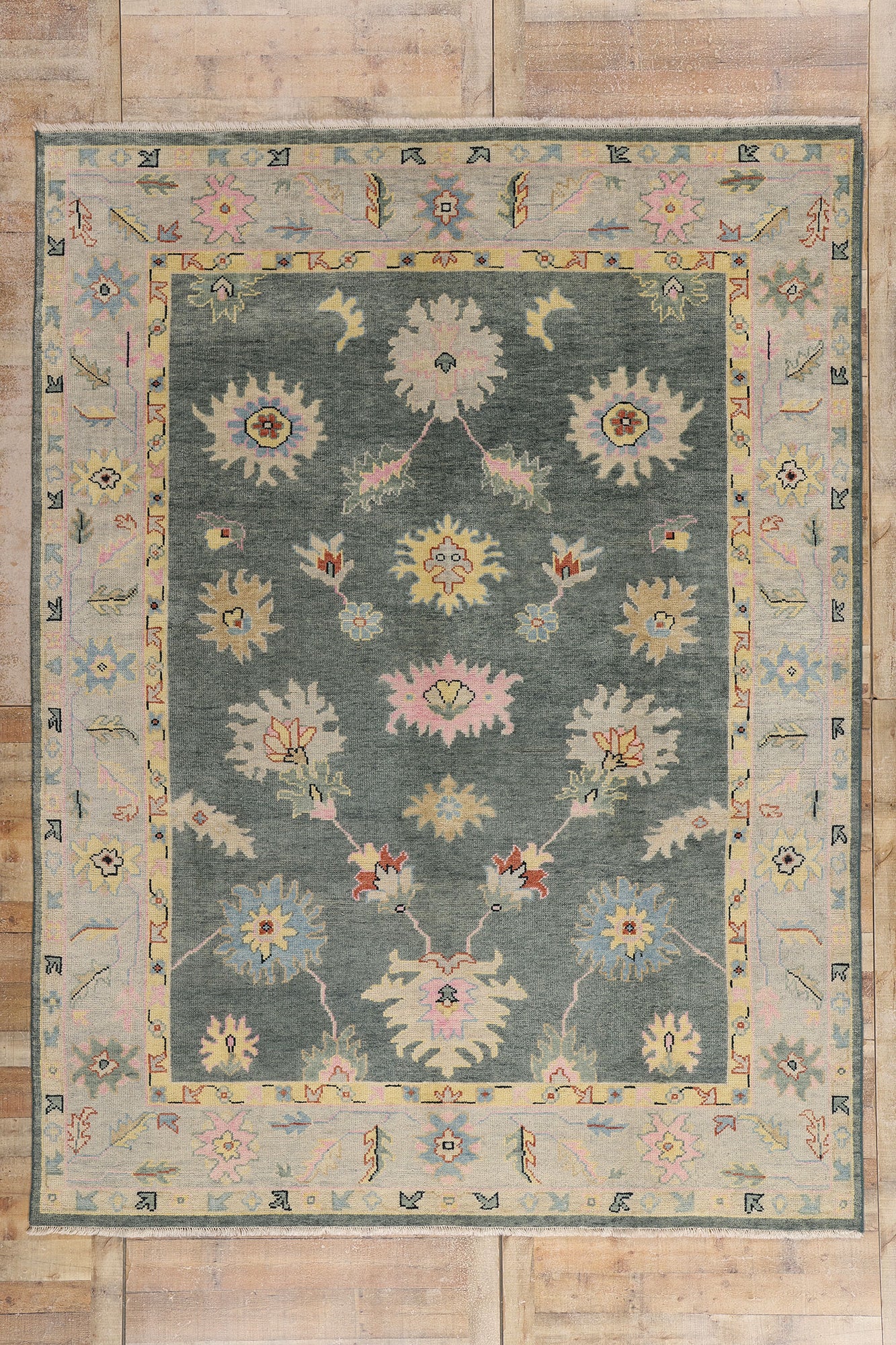 9 x 12 - Gray Indian Oushak Rug - 30503