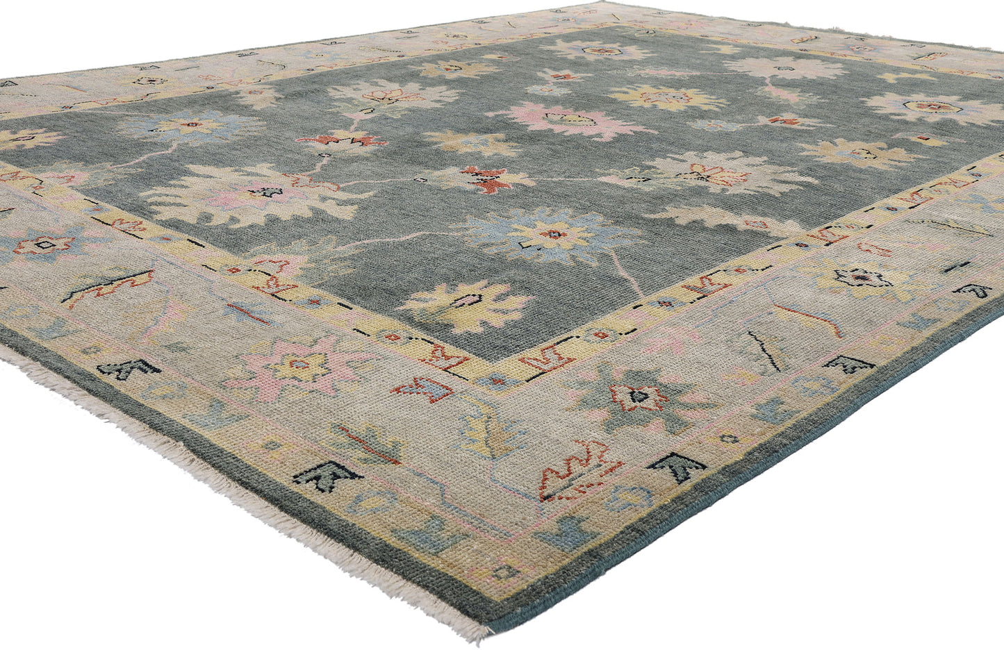 9 x 12 - Gray Indian Oushak Rug - 30503