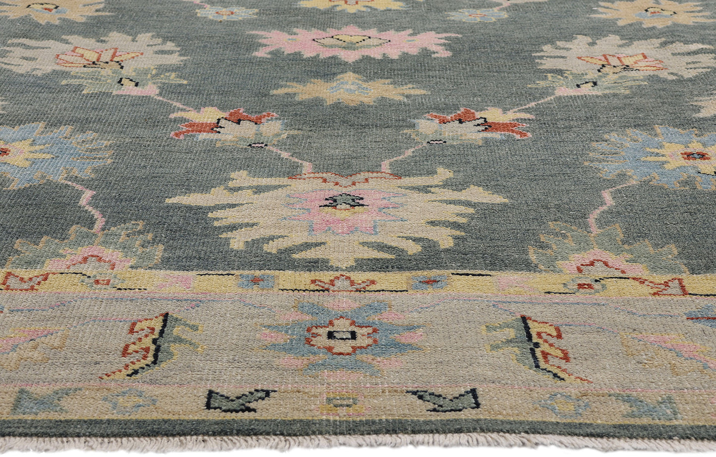 9 x 12 - Gray Indian Oushak Rug - 30503
