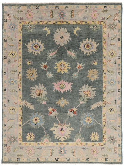 9 x 12 - Gray Indian Oushak Rug - 30503