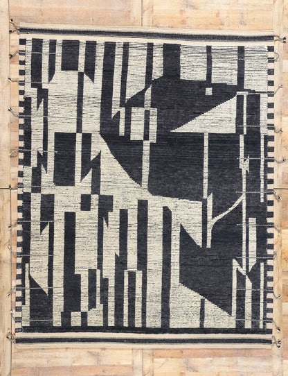 8 x 10 Abstract Noir Echoes Modern Moroccan Rug 31224