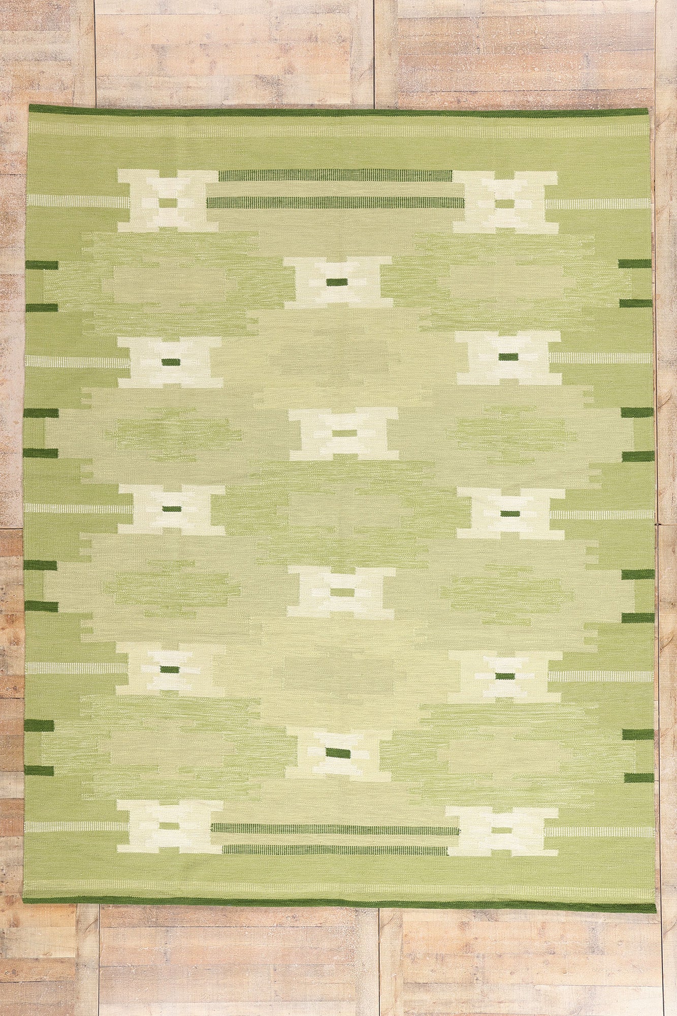 9 x 11 - Green New Kilim Rug - 31353