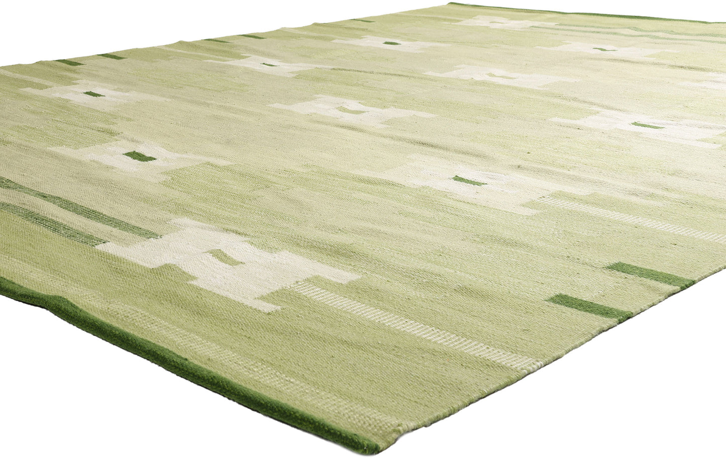 9 x 11 - Green New Kilim Rug - 31353