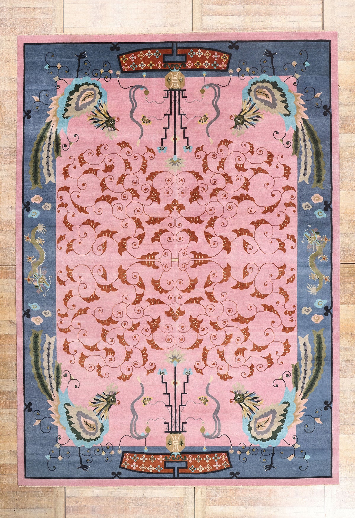 10 x 14 - Pink New Chinese Art Deco Rug - 31367