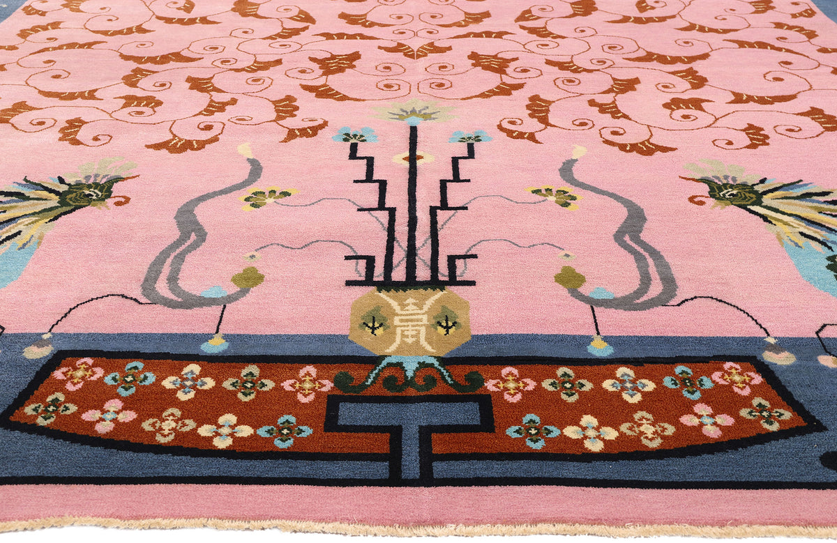10 x 14 - Pink New Chinese Art Deco Rug - 31367