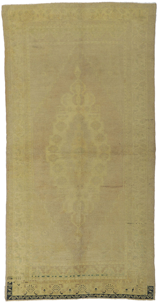 4 x 9 - Tan Vintage Turkish Oushak Rug - 51030