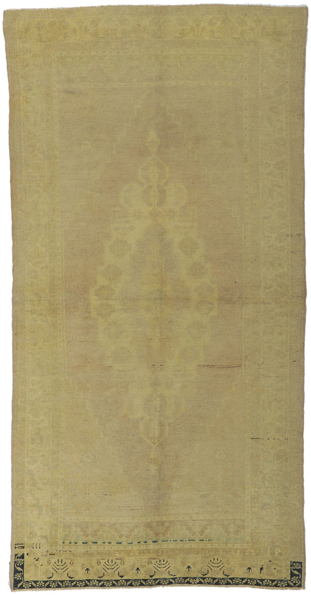 4 x 9 - Tan Vintage Turkish Oushak Rug - 51030