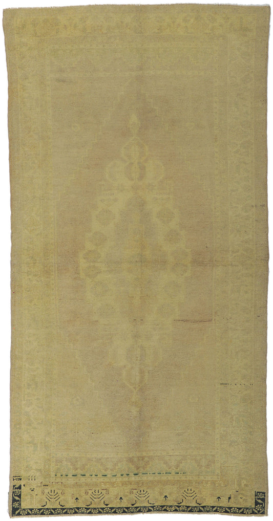 4 x 9 - Tan Vintage Turkish Oushak Rug - 51030
