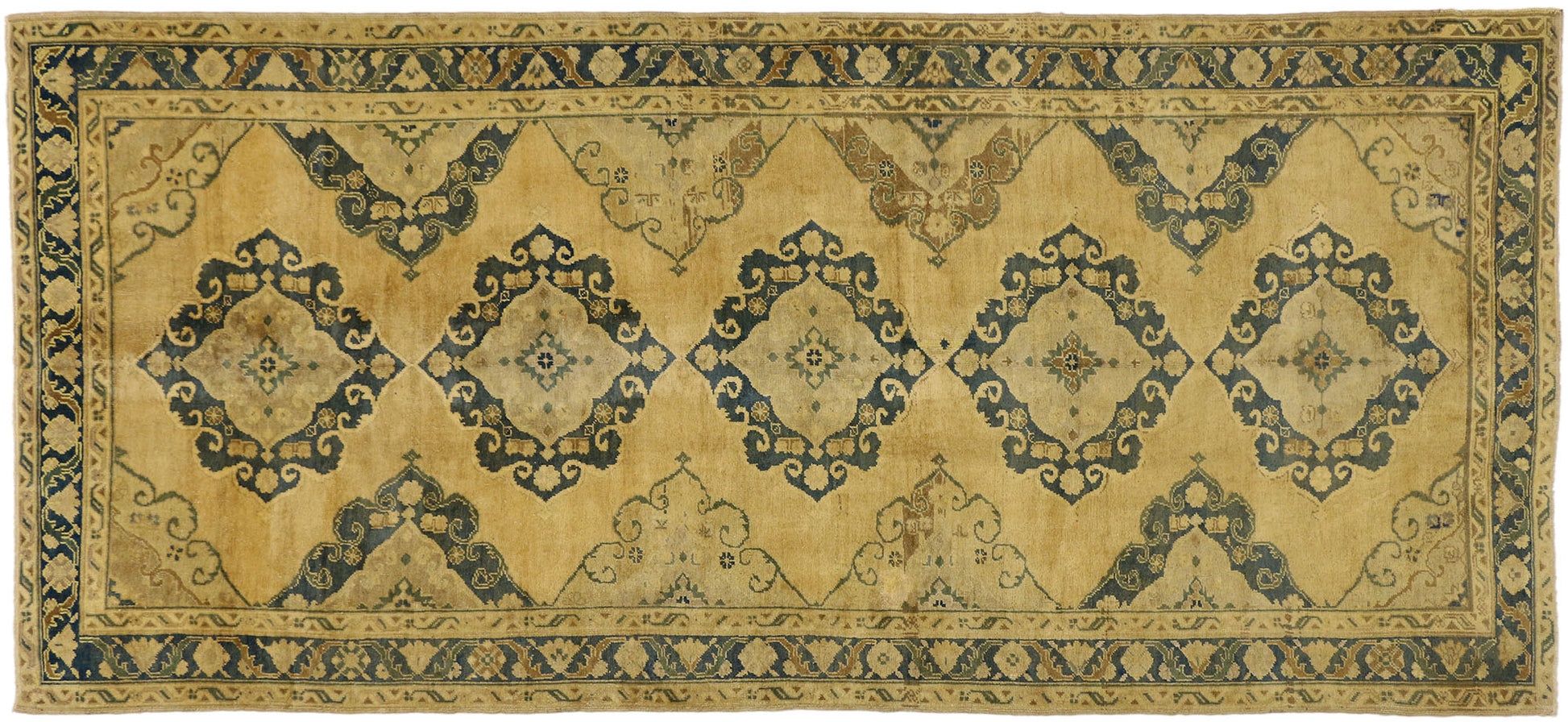 5 x 11 Vintage Turkish Oushak Rug 50004