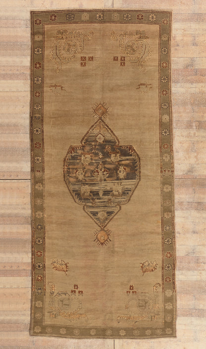 5 x 12 - Brown Vintage Turkish Oushak Rug - 50031