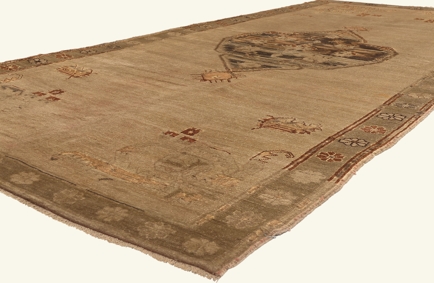 5 x 12 - Brown Vintage Turkish Oushak Rug - 50031