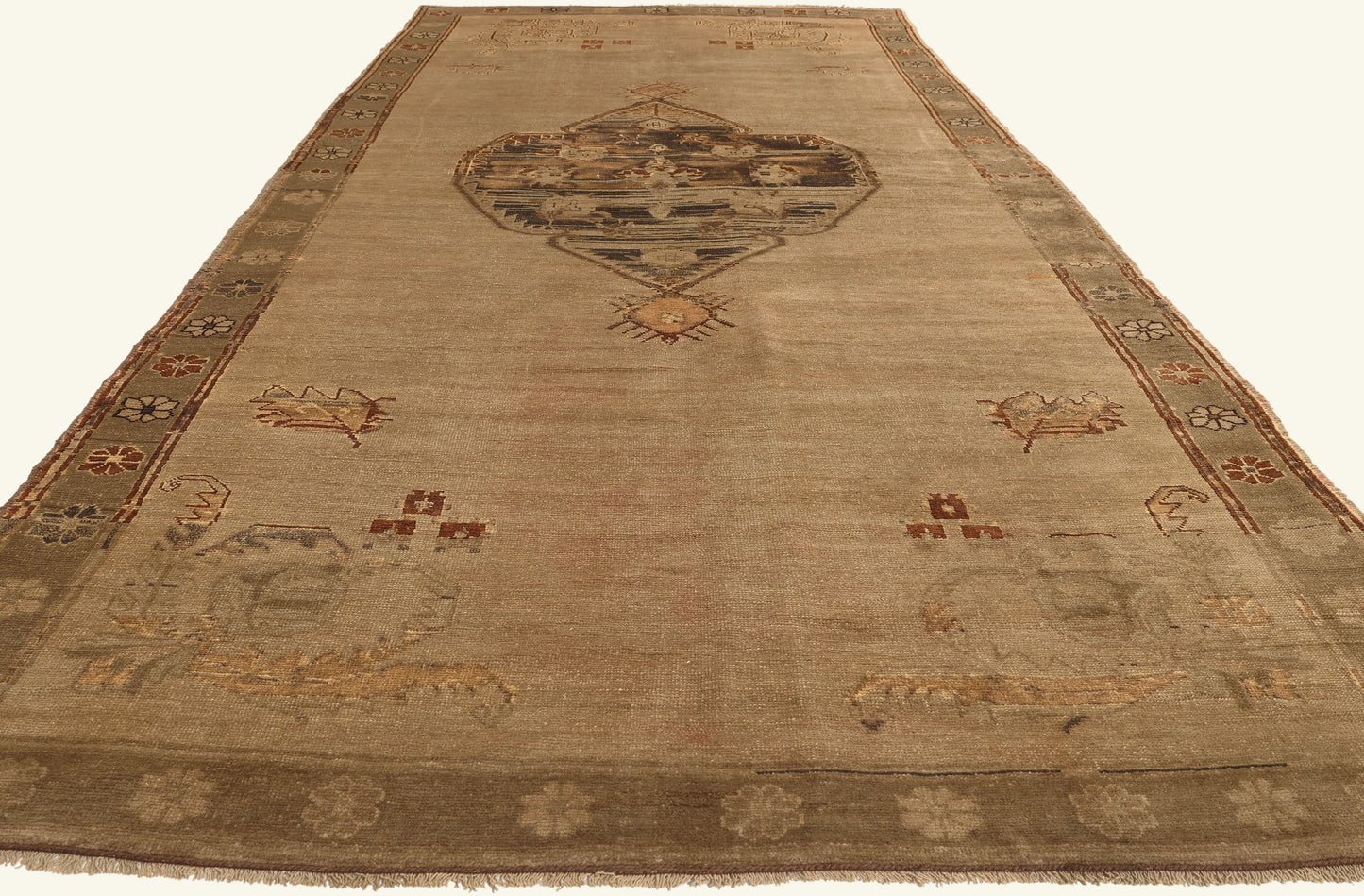 5 x 12 - Brown Vintage Turkish Oushak Rug - 50031