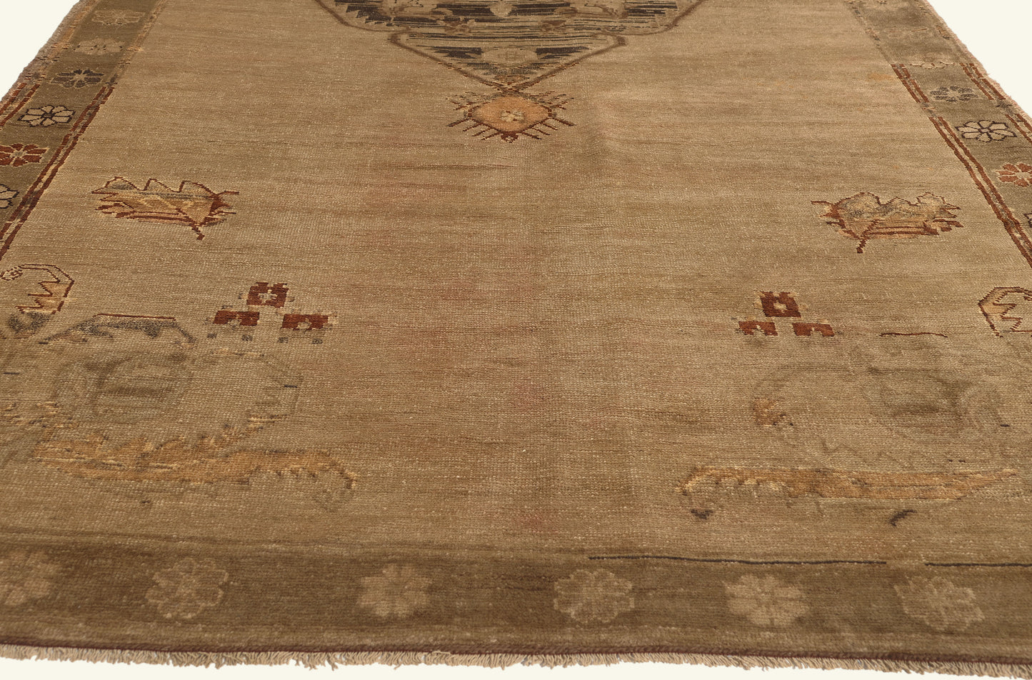 5 x 12 - Brown Vintage Turkish Oushak Rug - 50031