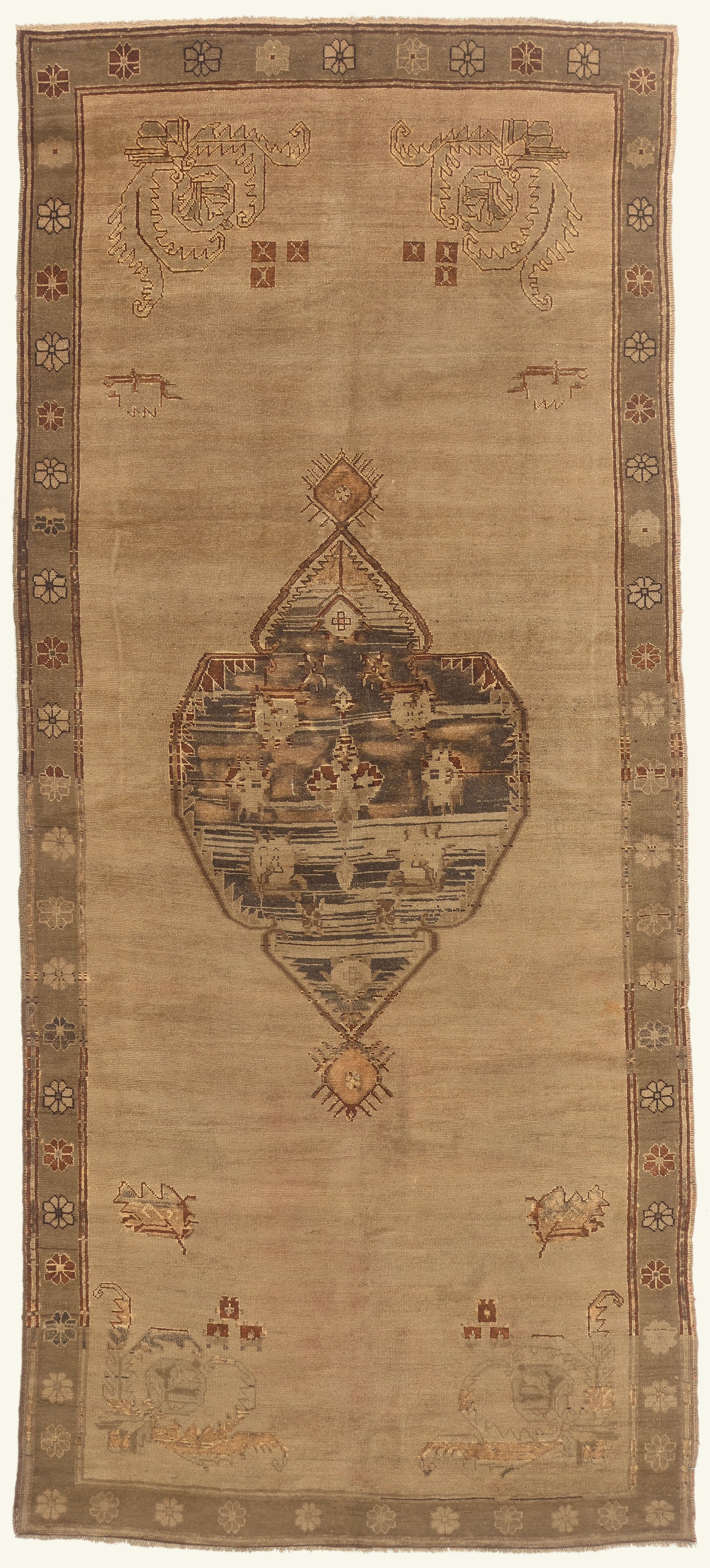 5 x 12 - Brown Vintage Turkish Oushak Rug - 50031