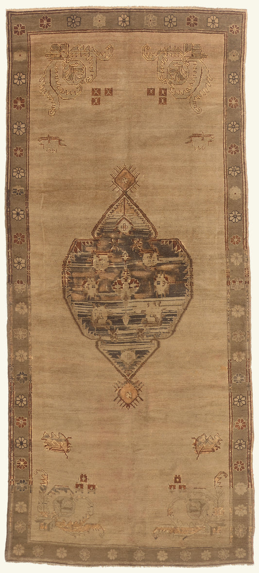 5 x 12 - Brown Vintage Turkish Oushak Rug - 50031