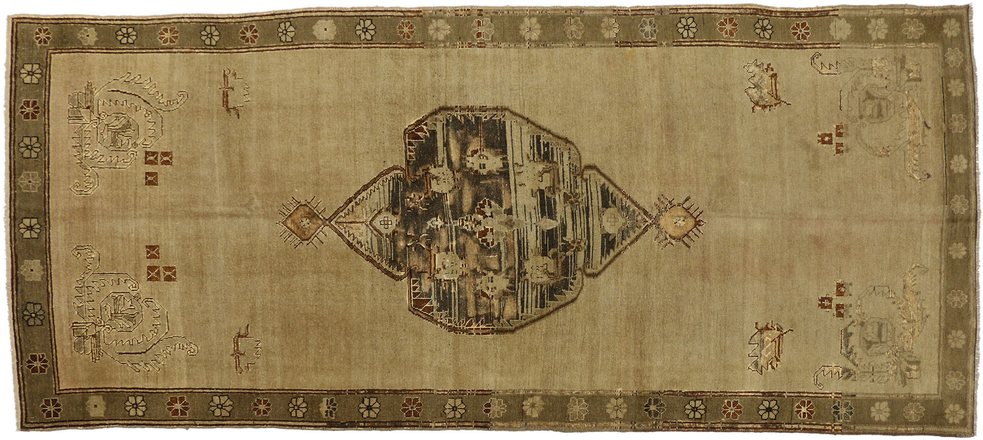 5 x 12 Vintage Turkish Oushak Rug 50031