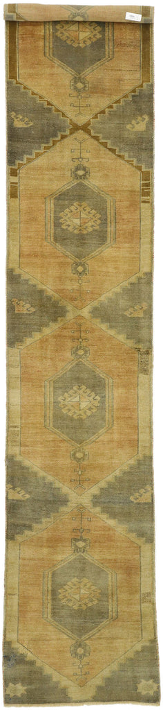 3 x 12 - Brown Vintage Turkish Oushak Rug - 50038