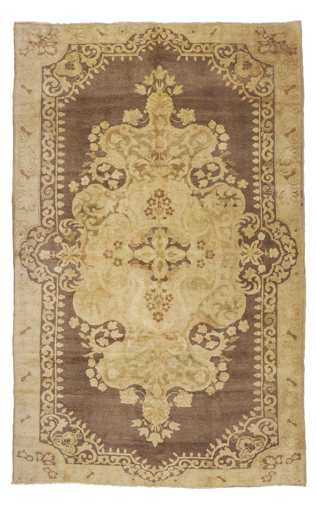 7 x 11 - Brown Vintage Turkish Oushak Rug - 50042
