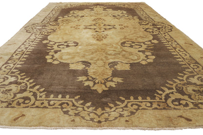 7 x 11 - Brown Vintage Turkish Oushak Rug - 50042
