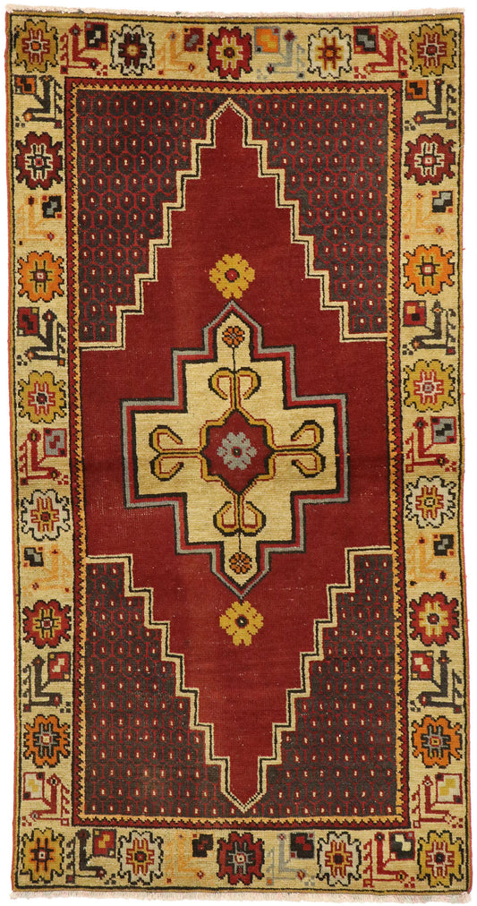 3 x 5 - Red Vintage Turkish Oushak Rug - 50054