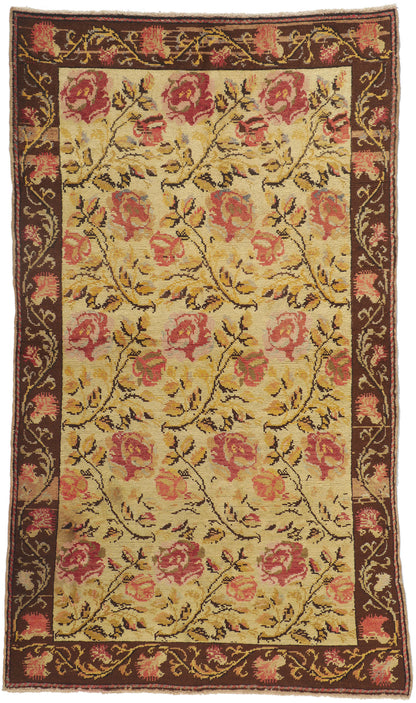 4 x 7 - Yellow Vintage Turkish Oushak Rug - 50093