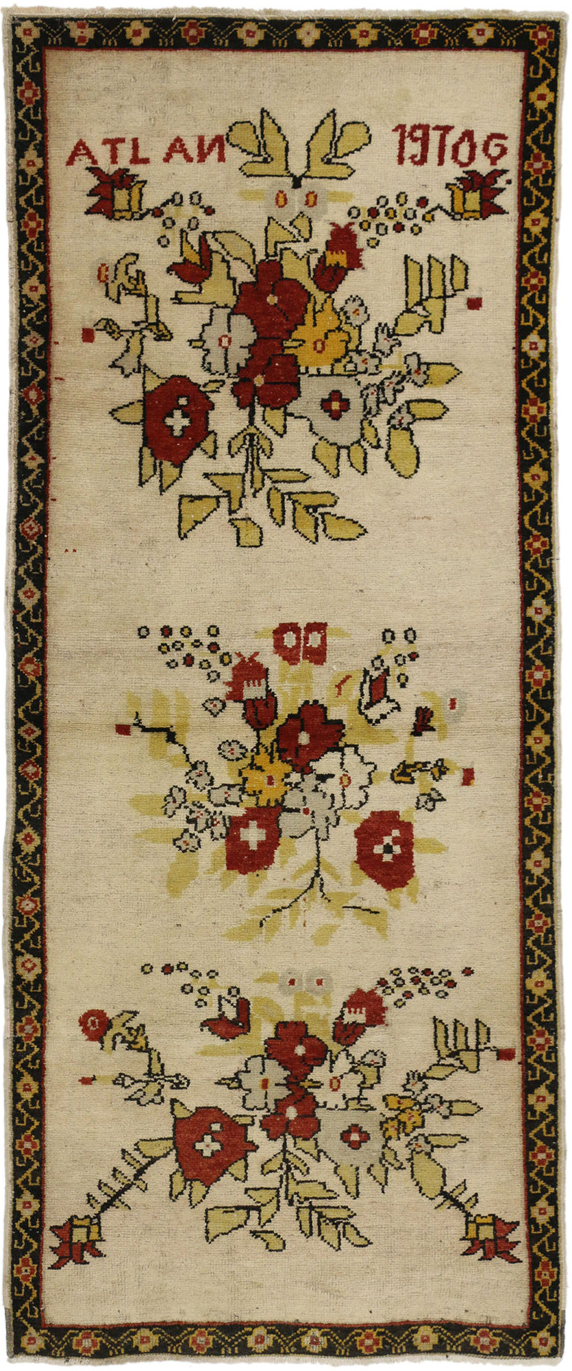 3 x 7 Vintage Turkish Oushak Rug 50175