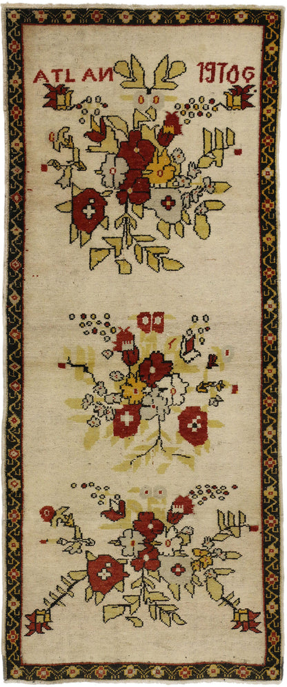 3 x 7 Vintage Turkish Oushak Rug 50175
