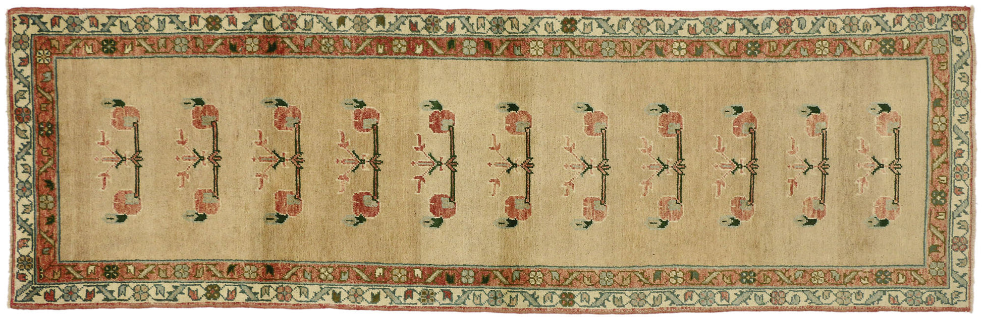3 x 10 Vintage Turkish Oushak Runner 50189