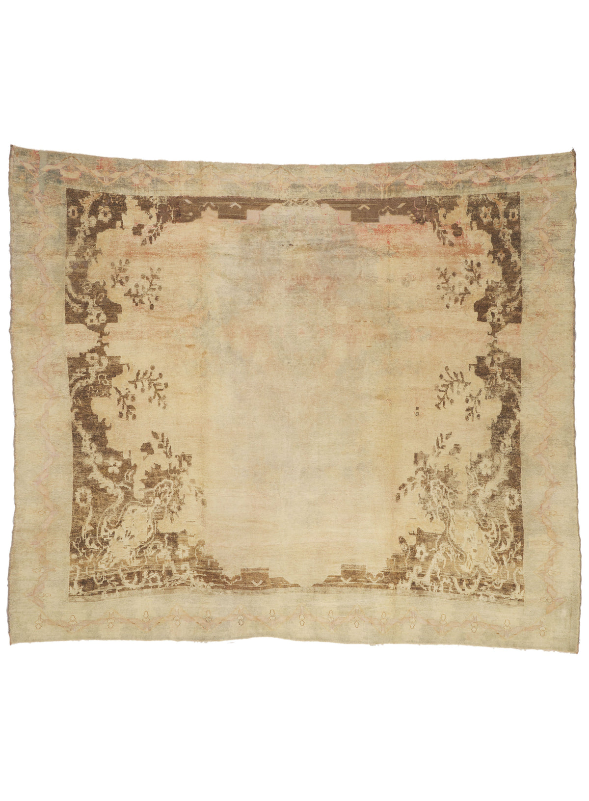 9 x 11 - Brown Vintage Turkish Oushak Rug - 50213