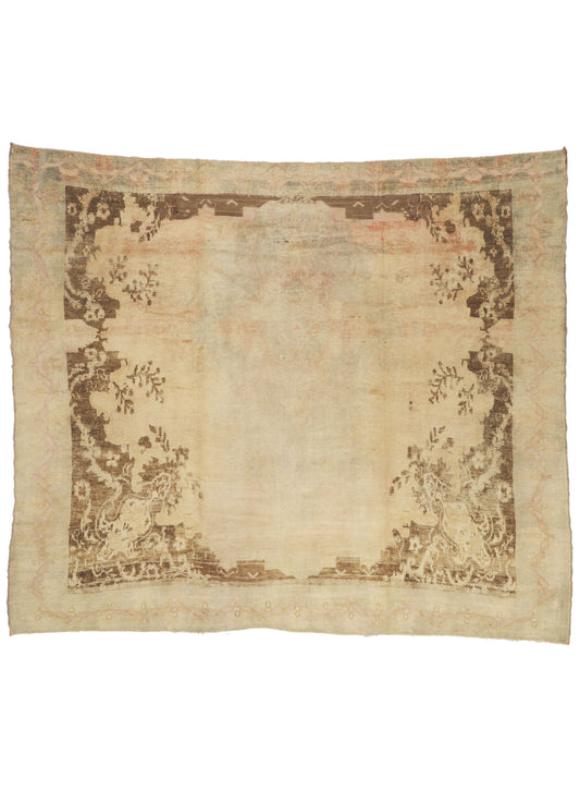 9 x 11 - Brown Vintage Turkish Oushak Rug - 50213