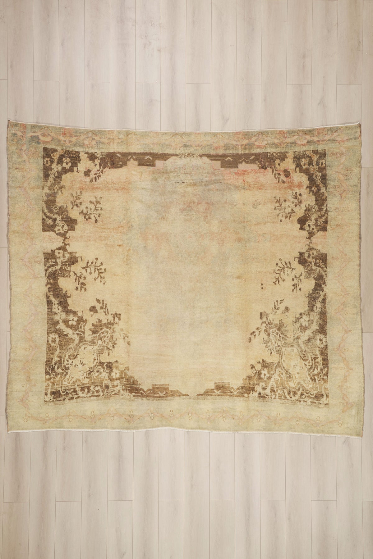 9 x 11 - Brown Vintage Turkish Oushak Rug - 50213