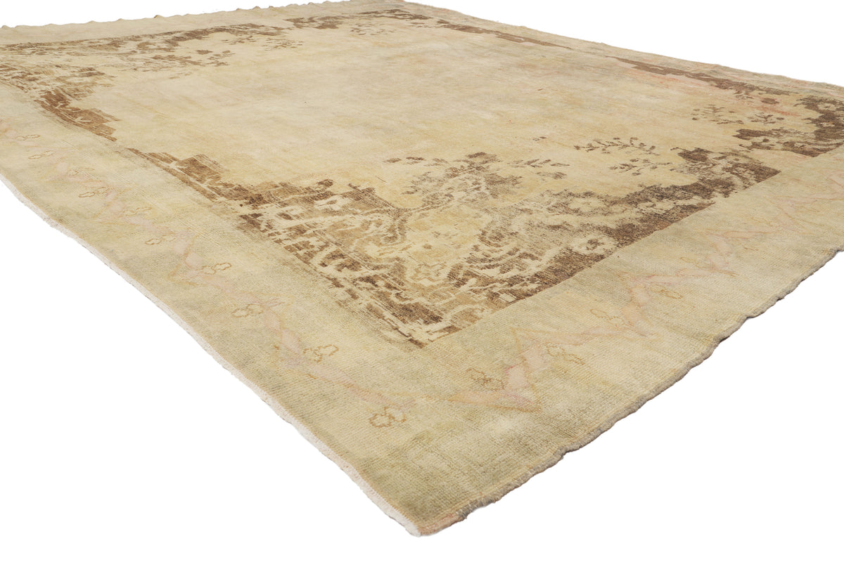 9 x 11 - Brown Vintage Turkish Oushak Rug - 50213