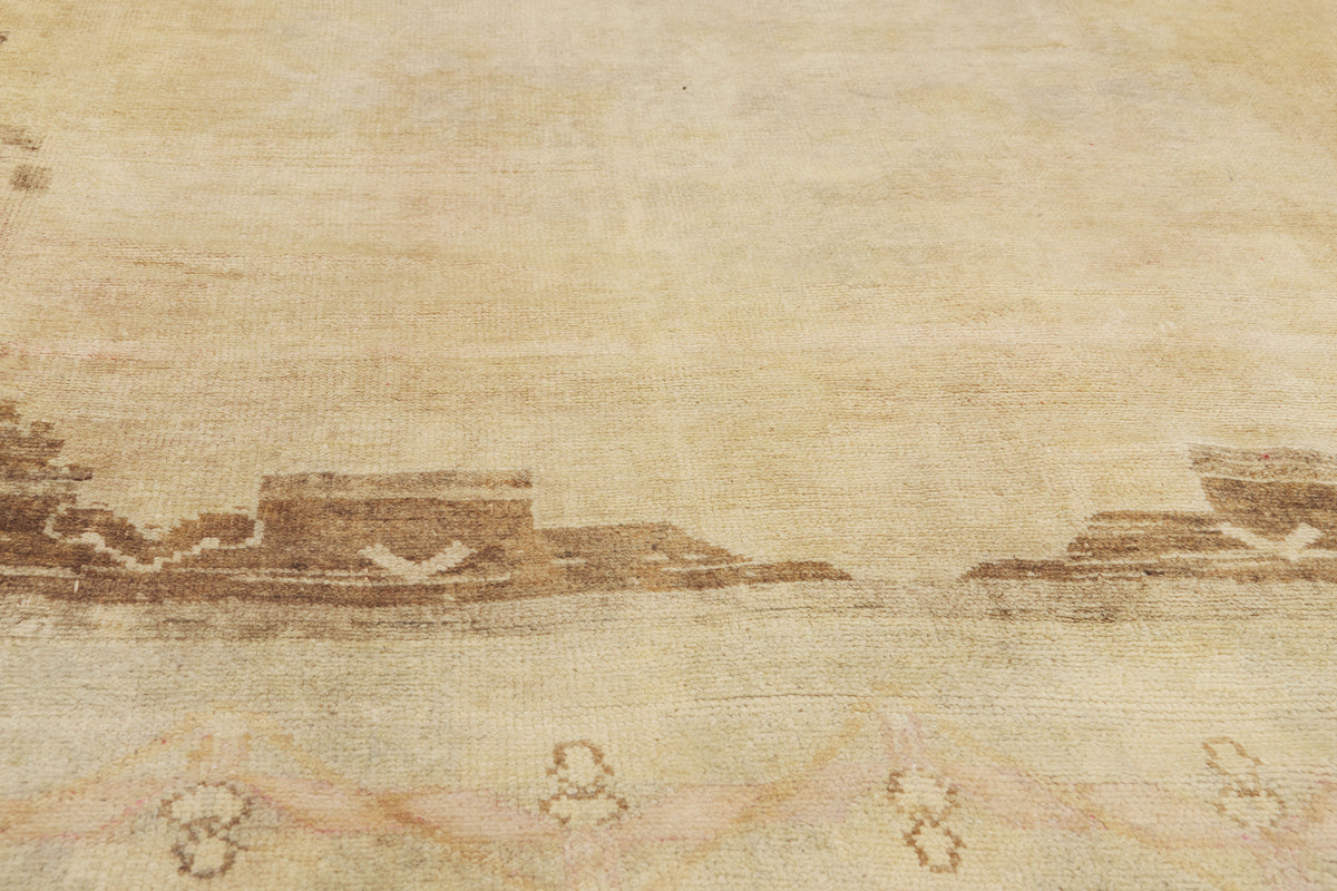 9 x 11 - Brown Vintage Turkish Oushak Rug - 50213