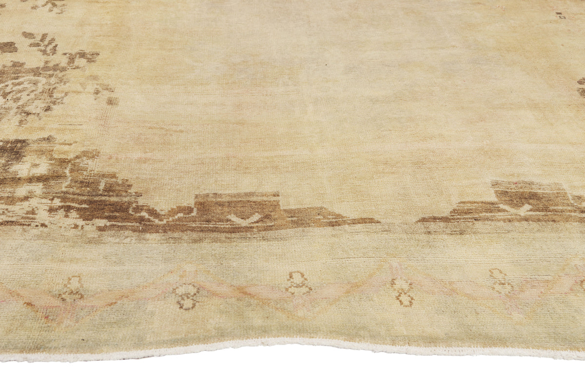 9 x 11 - Brown Vintage Turkish Oushak Rug - 50213