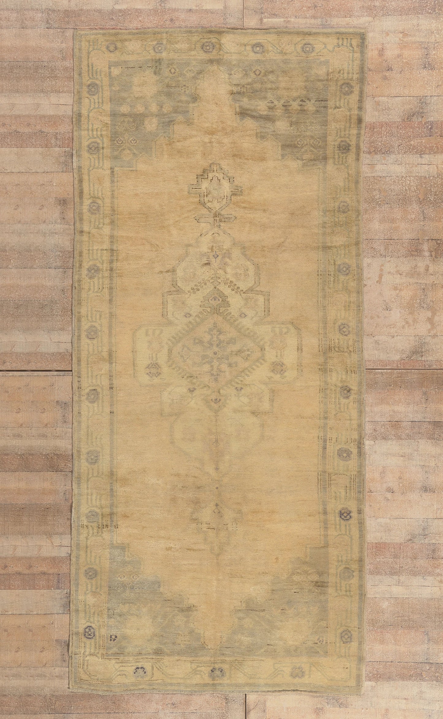5 x 11 - Tan Vintage Turkish Oushak Rug - 50274
