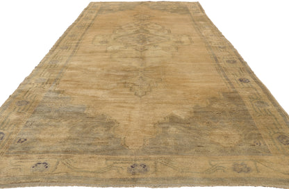 5 x 11 - Tan Vintage Turkish Oushak Rug - 50274