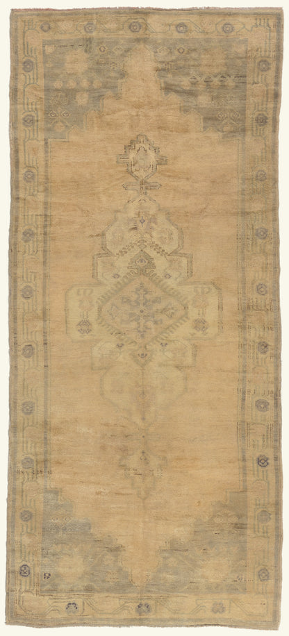 5 x 11 - Tan Vintage Turkish Oushak Rug - 50274
