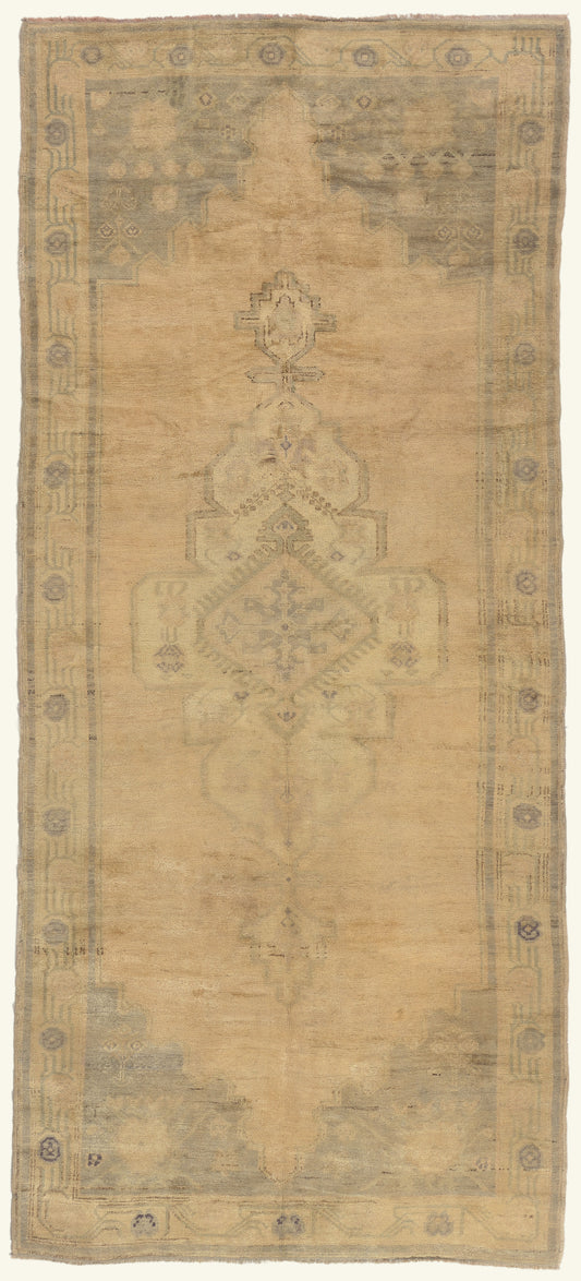 5 x 11 - Tan Vintage Turkish Oushak Rug - 50274