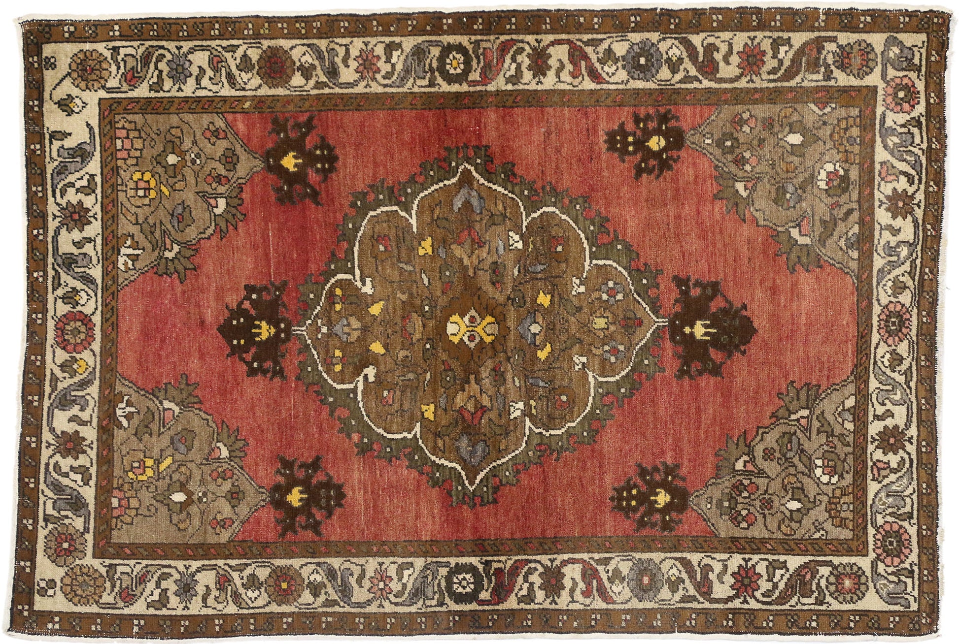 4 x 6 Vintage Turkish Oushak Rug 50303