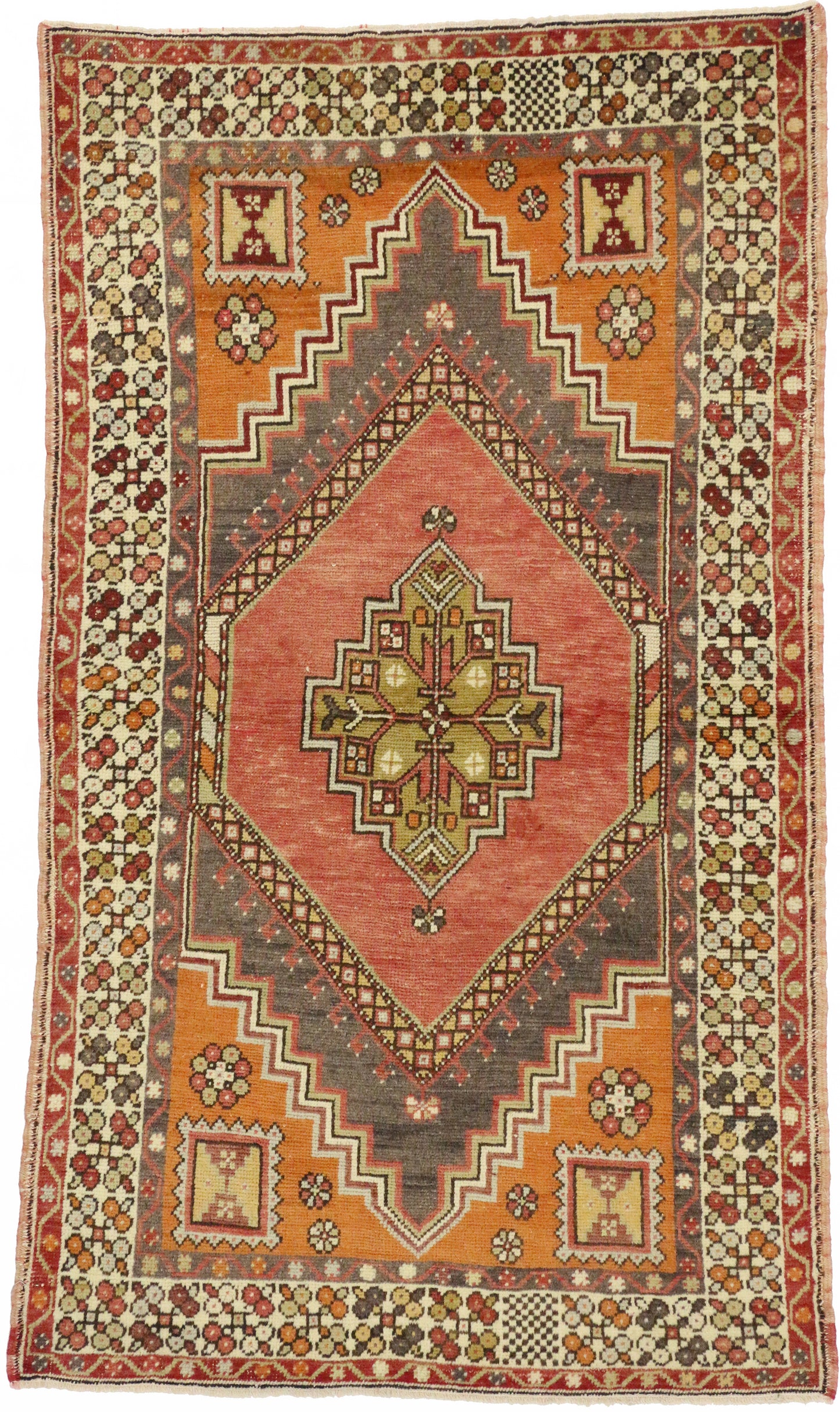 4 x 6 - Red Vintage Turkish Oushak Rug - 50339