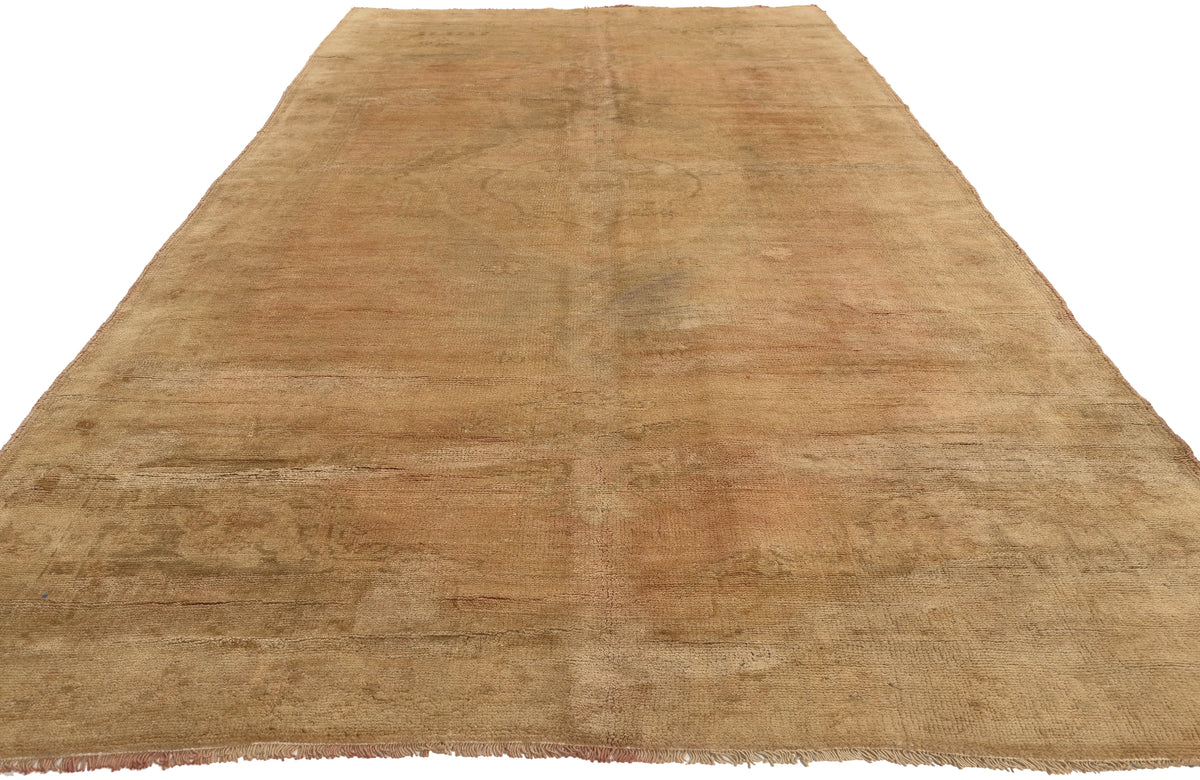 5 x 10 - Brown Vintage Turkish Oushak Rug - 50437