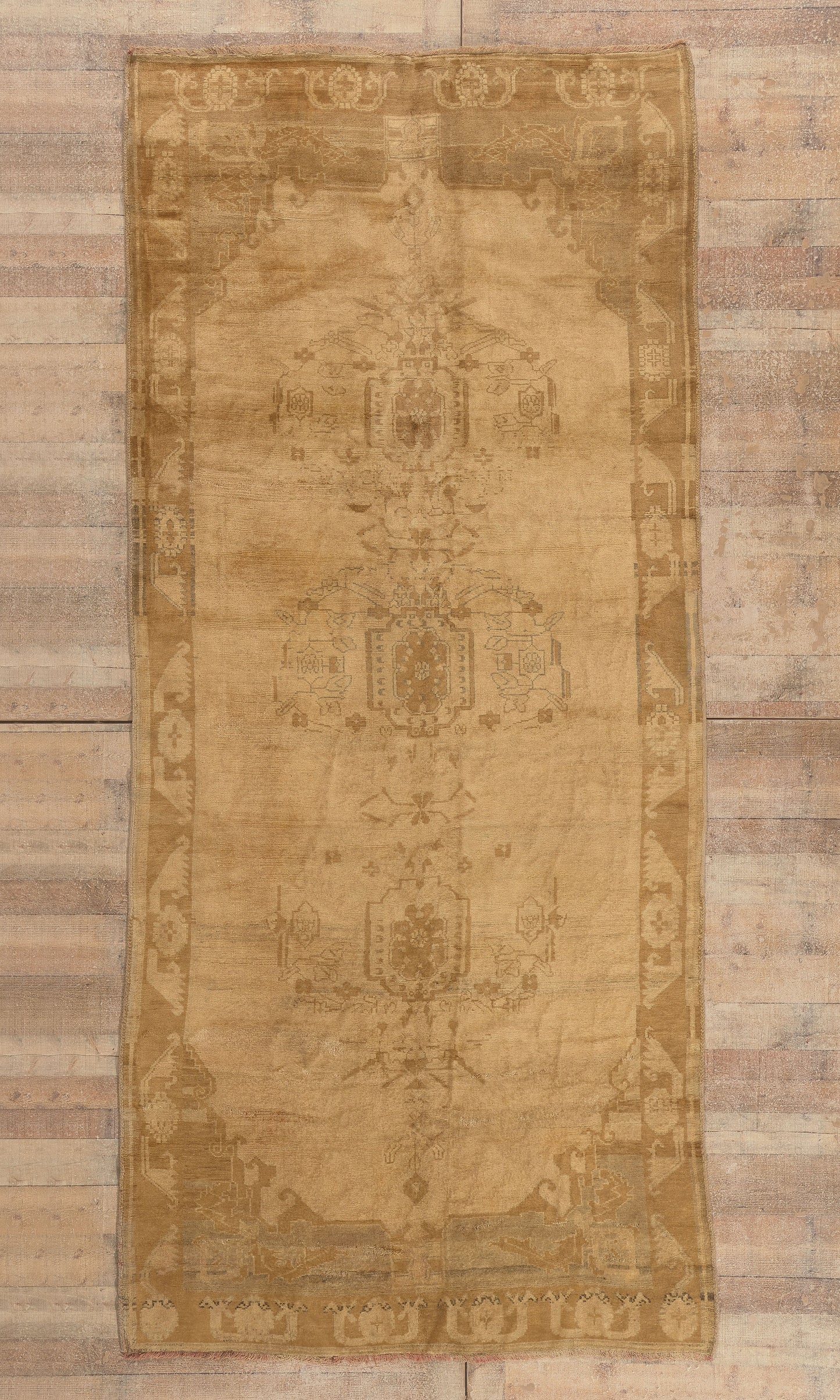 5 x 12 - Brown Vintage Turkish Oushak Rug - 50439